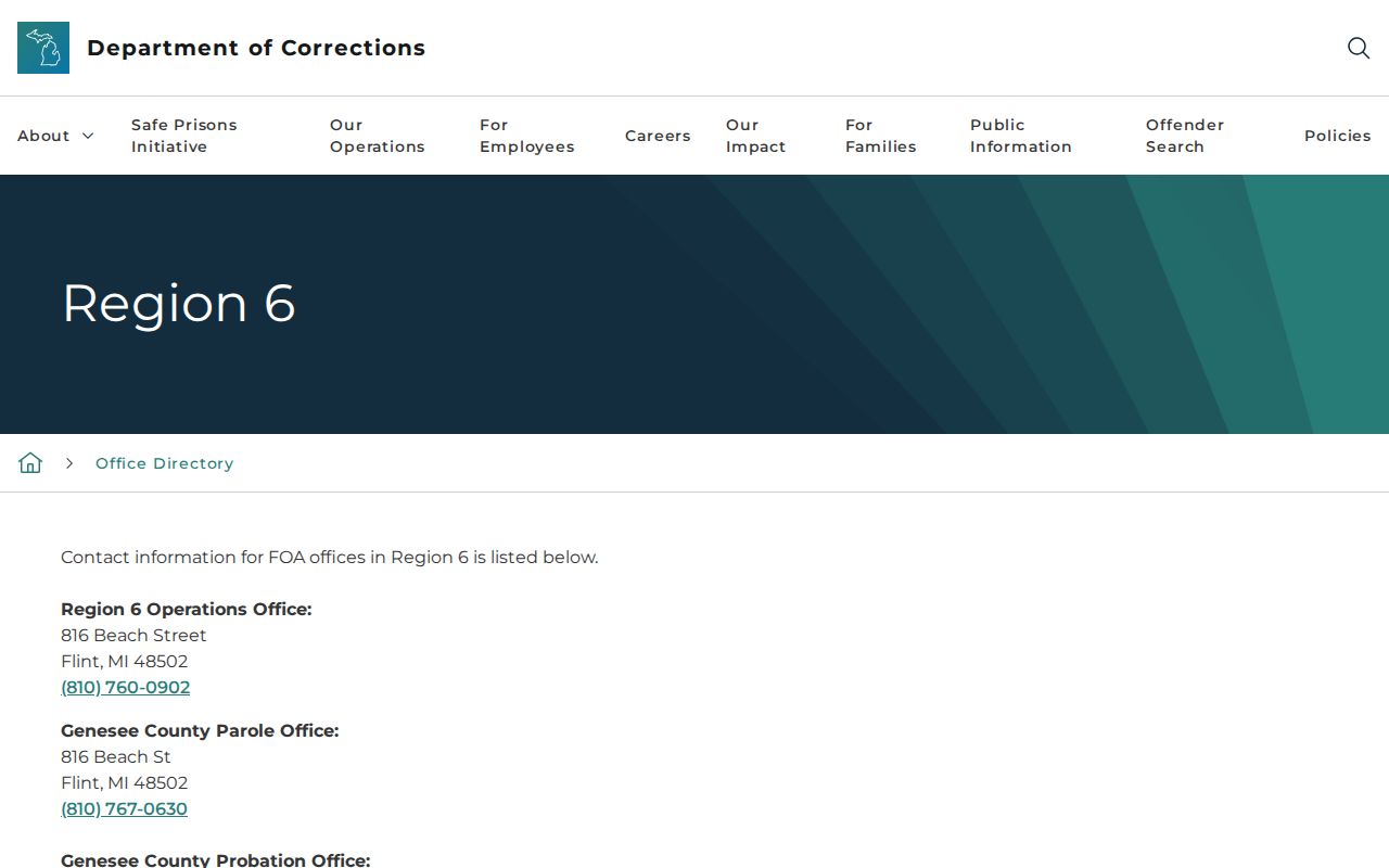 Sanilac County parole and probation office directory contact